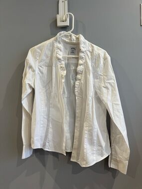 Brooks Brothers White Ruffled Collar Blouse